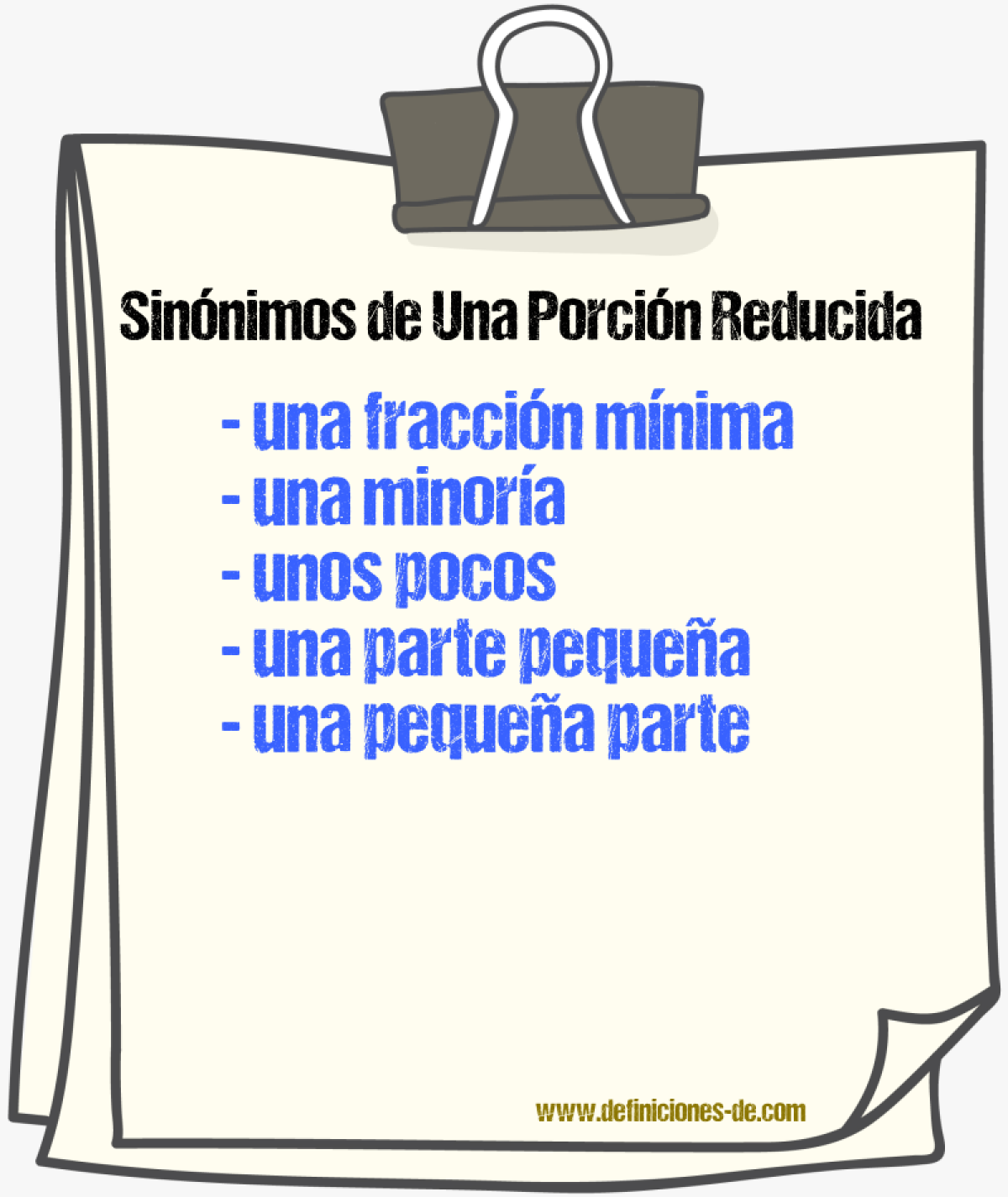Sinónimos de una porción reducida