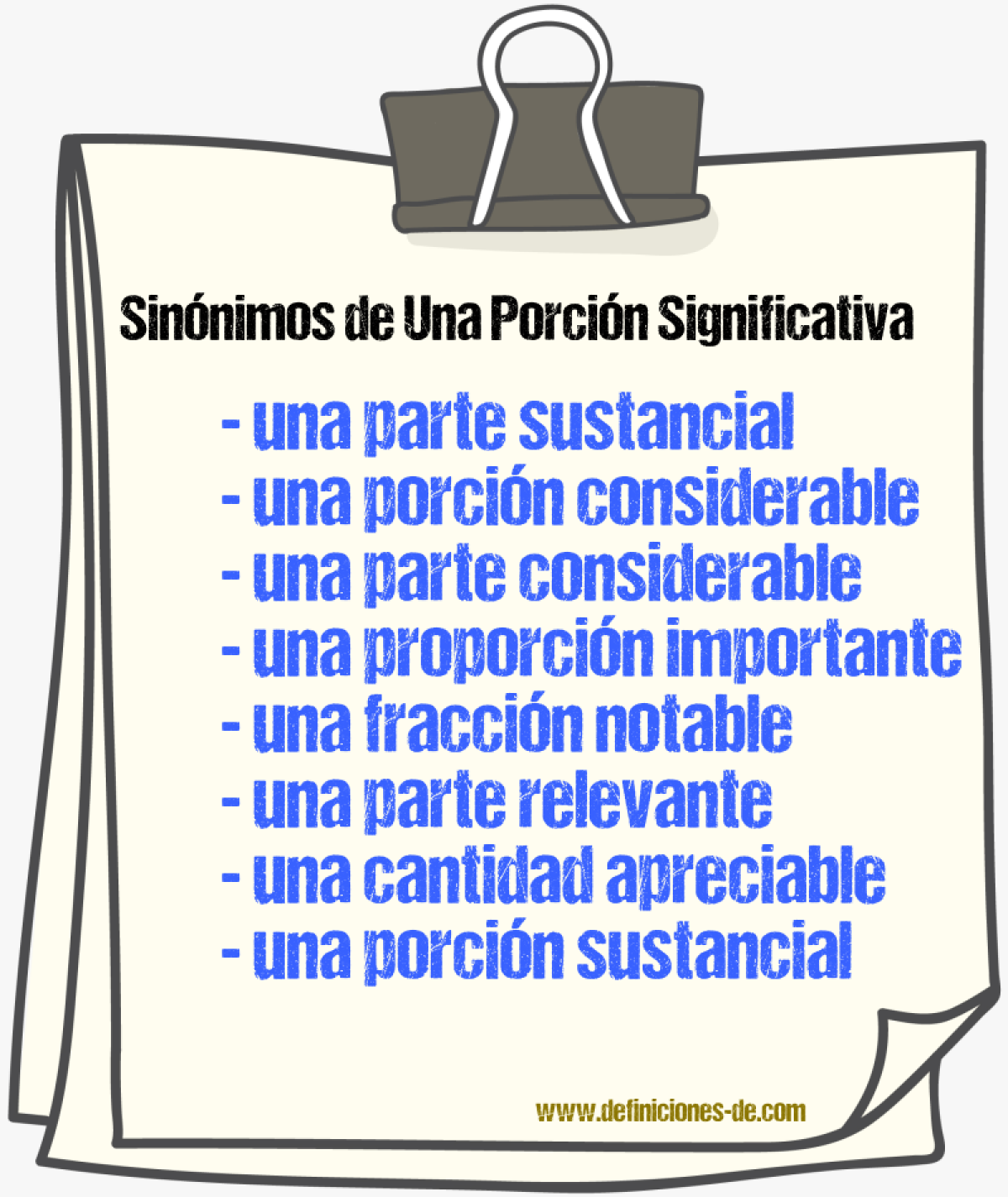 Sinónimos de una porción significativa