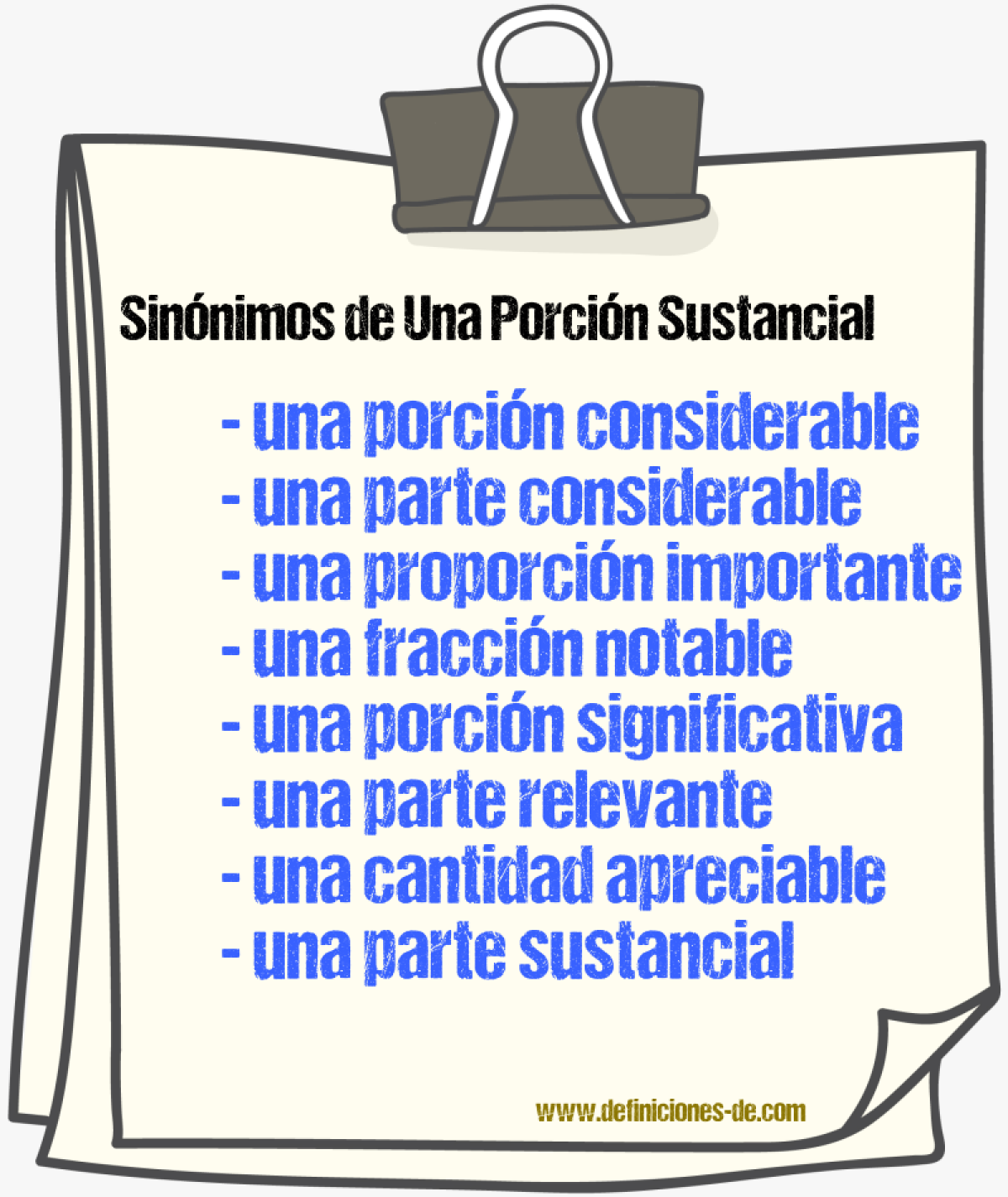 Sinónimos de una porción sustancial