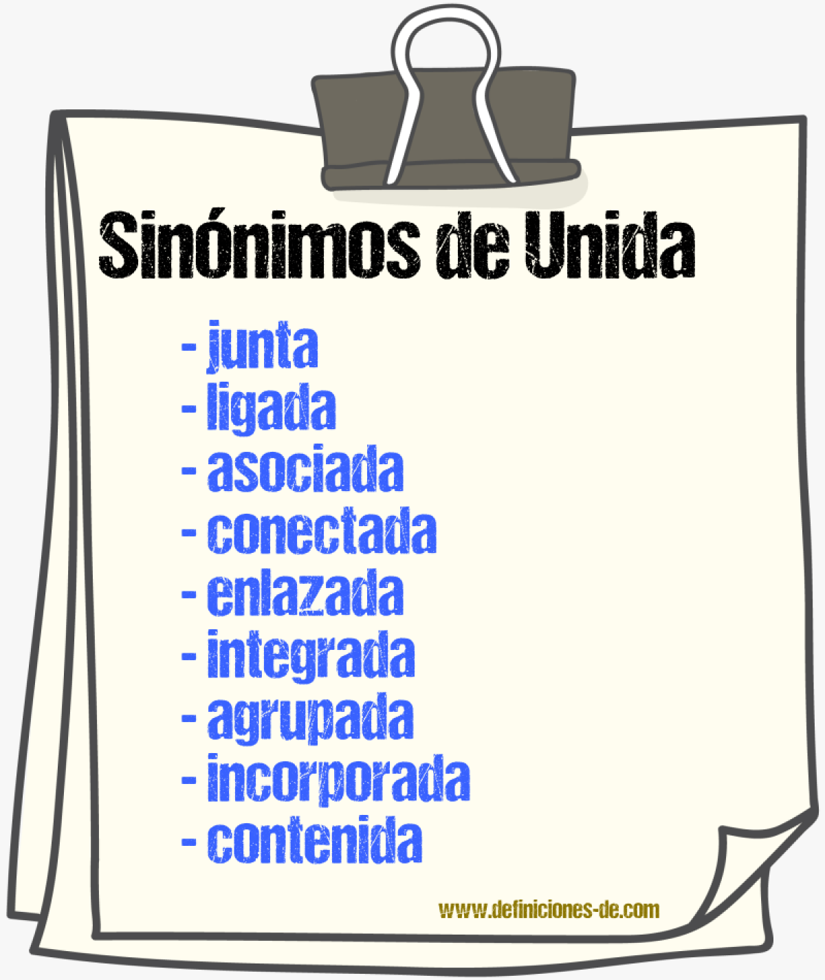 Sinónimos de unida