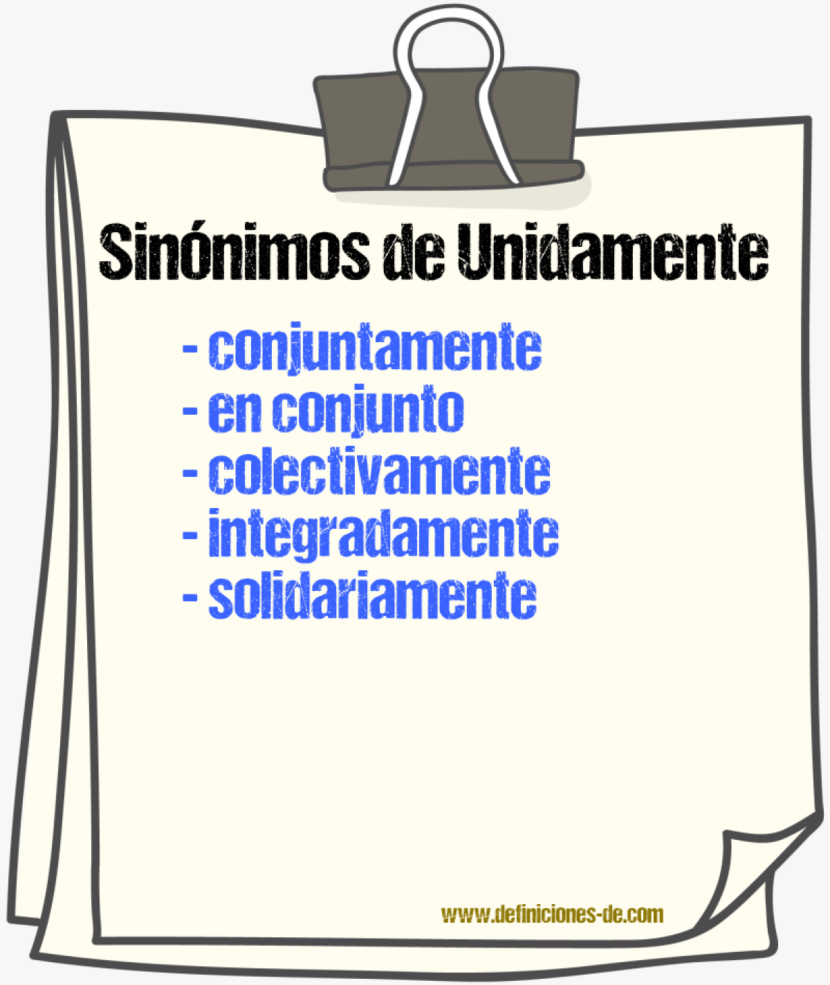 Sinónimos de unidamente