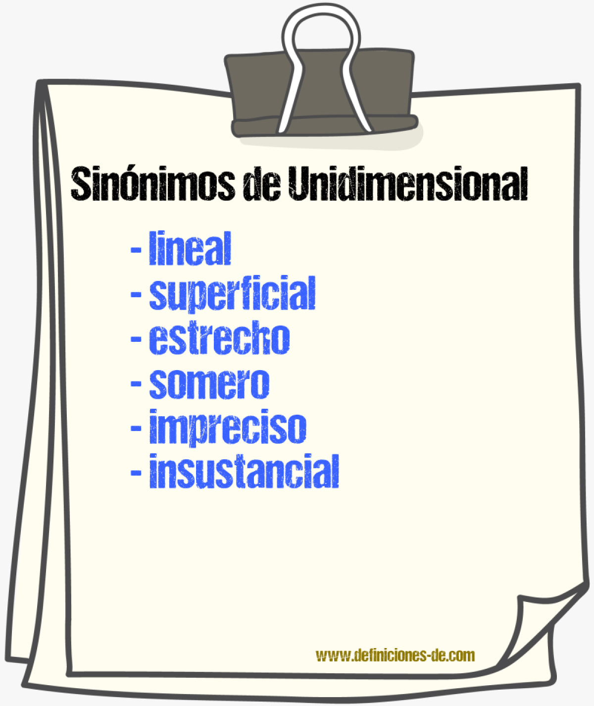 Sinnimos de unidimensional