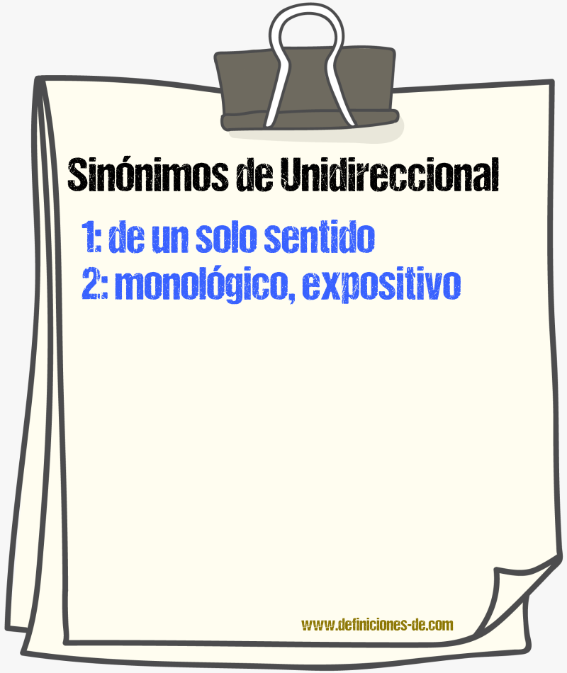 Sinónimos de unidireccional