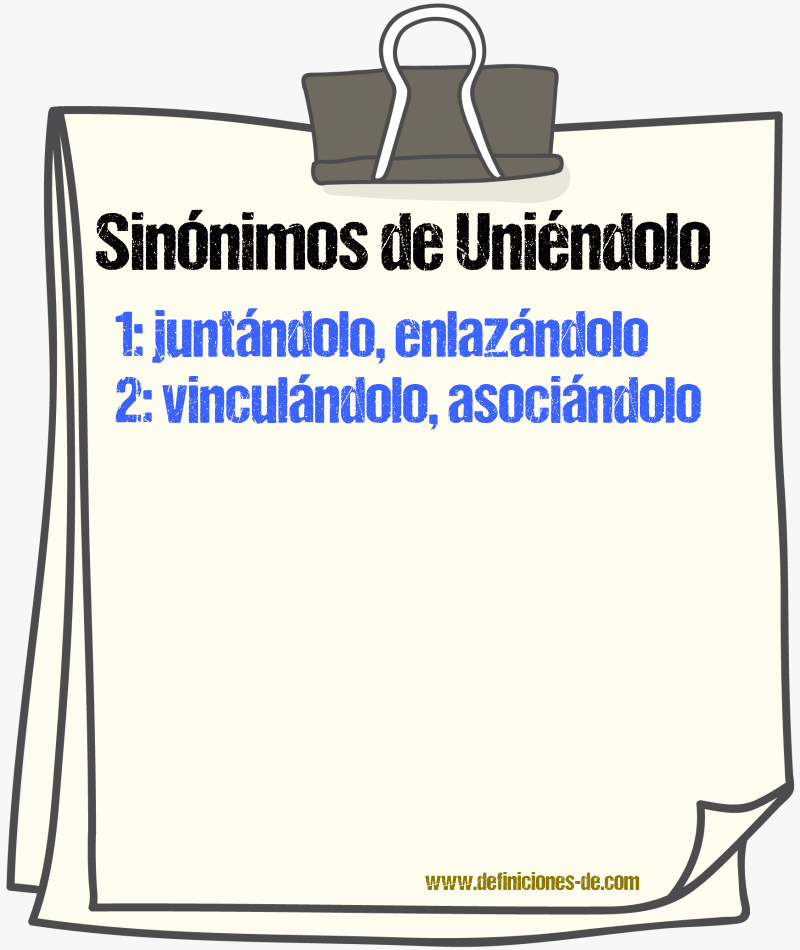 Sinónimos de uniéndolo