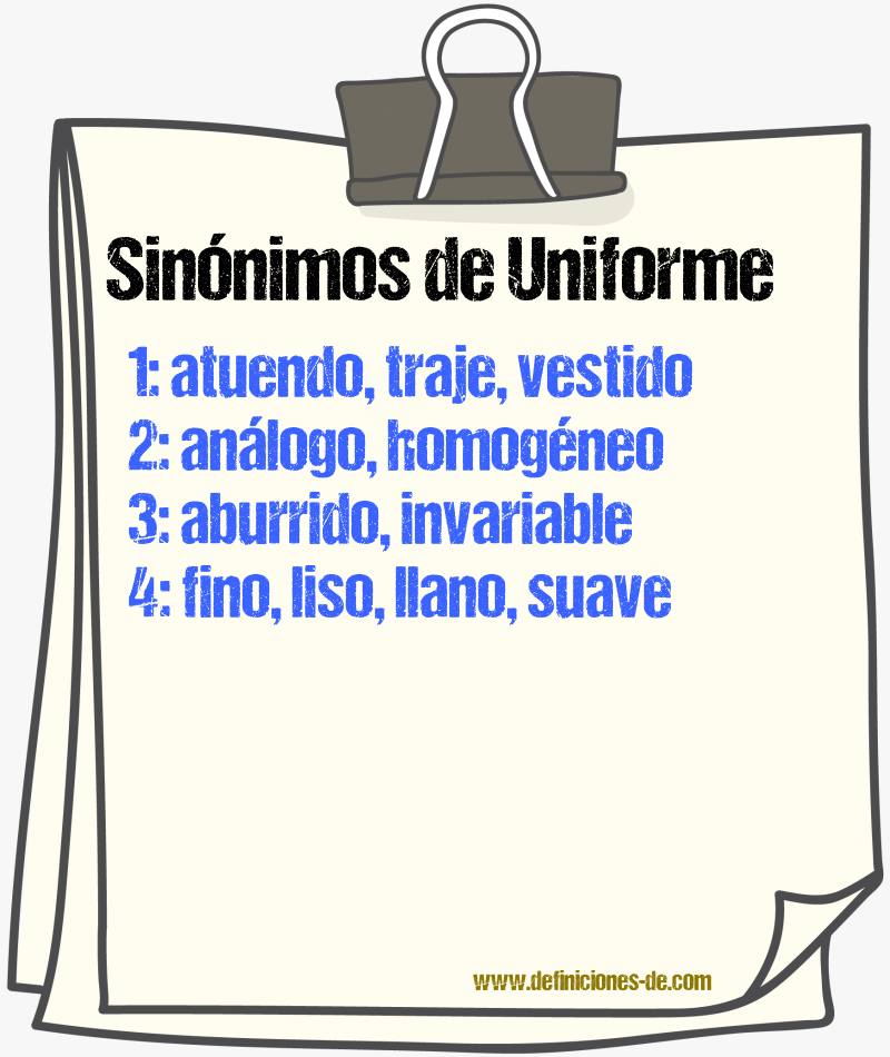 Sinónimos de uniforme