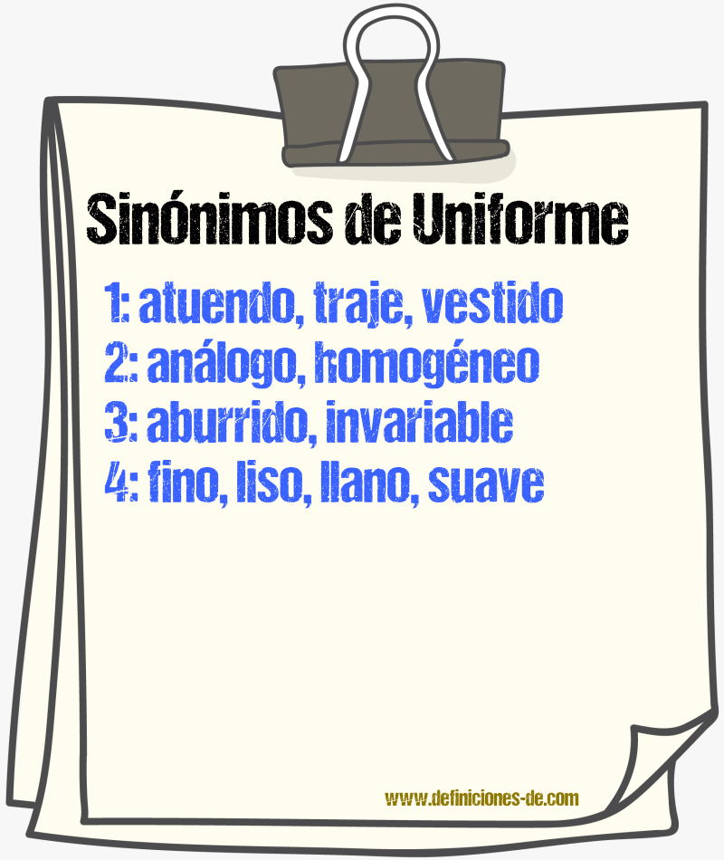 Sinnimos de uniforme