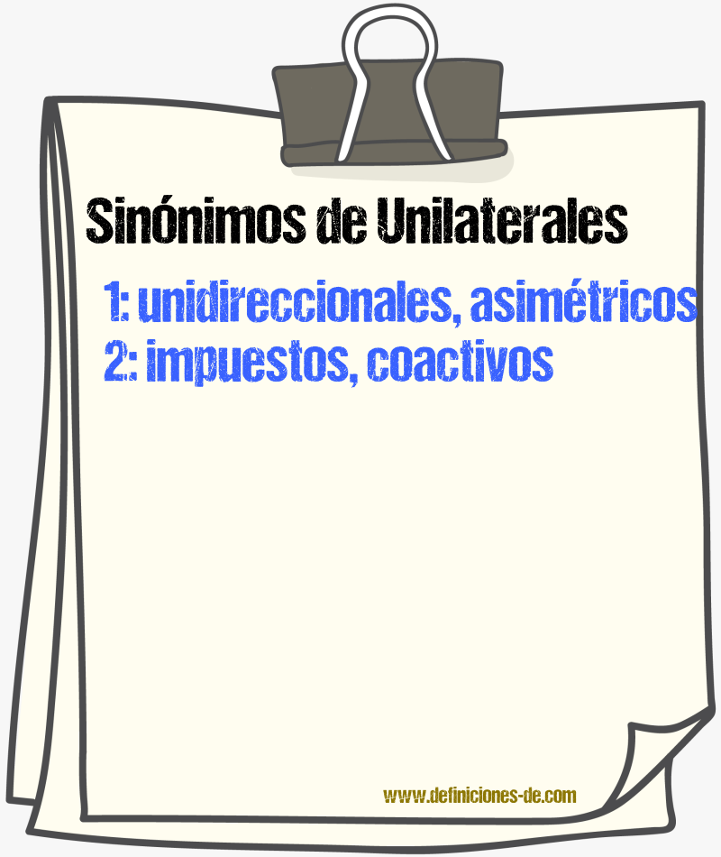 Sinónimos de unilaterales