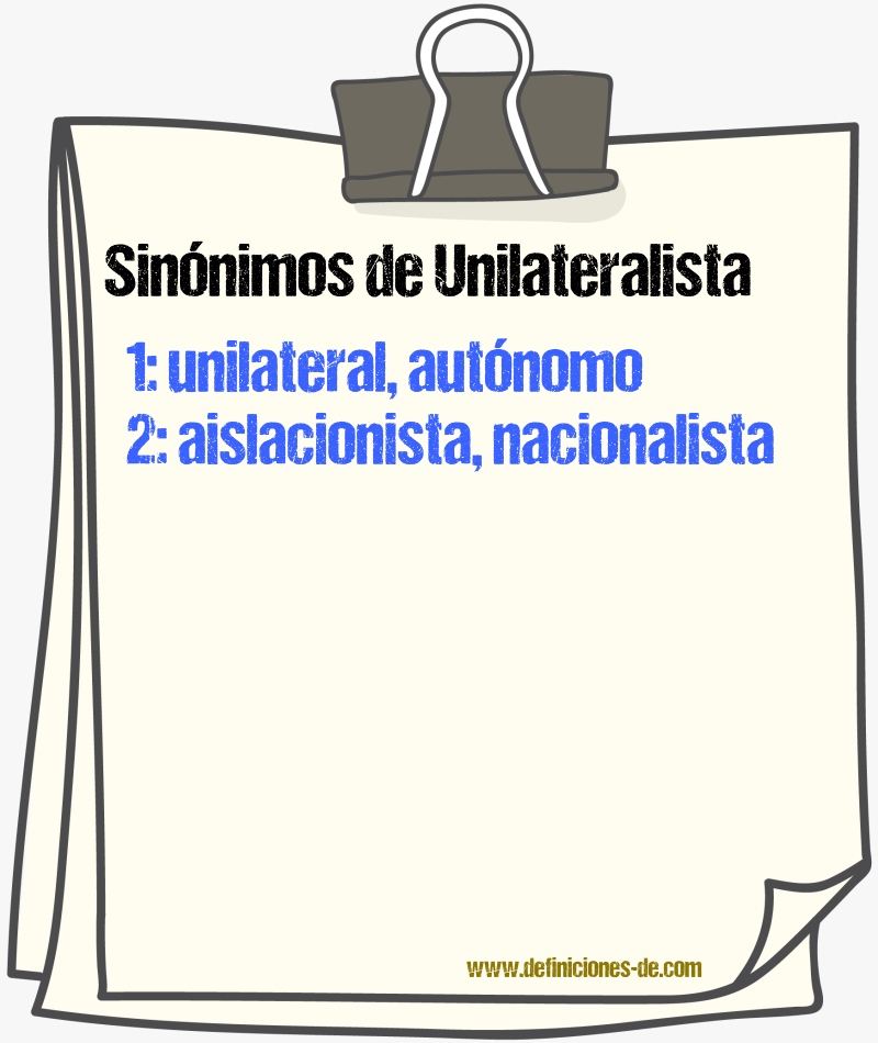Sinónimos de unilateralista