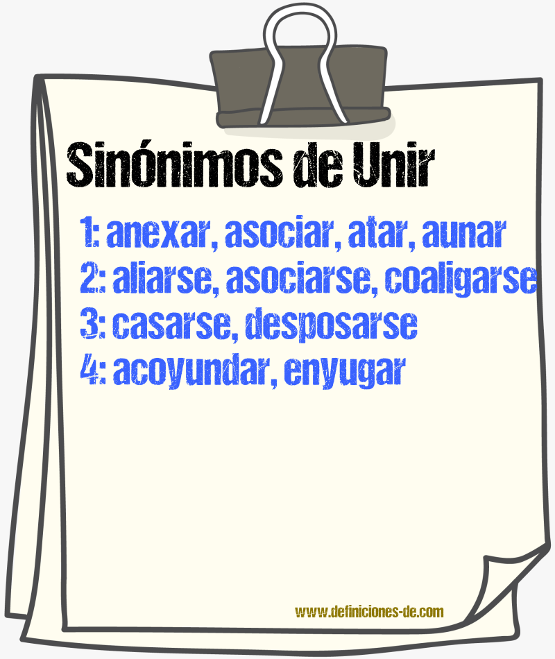 Sinnimos de unir