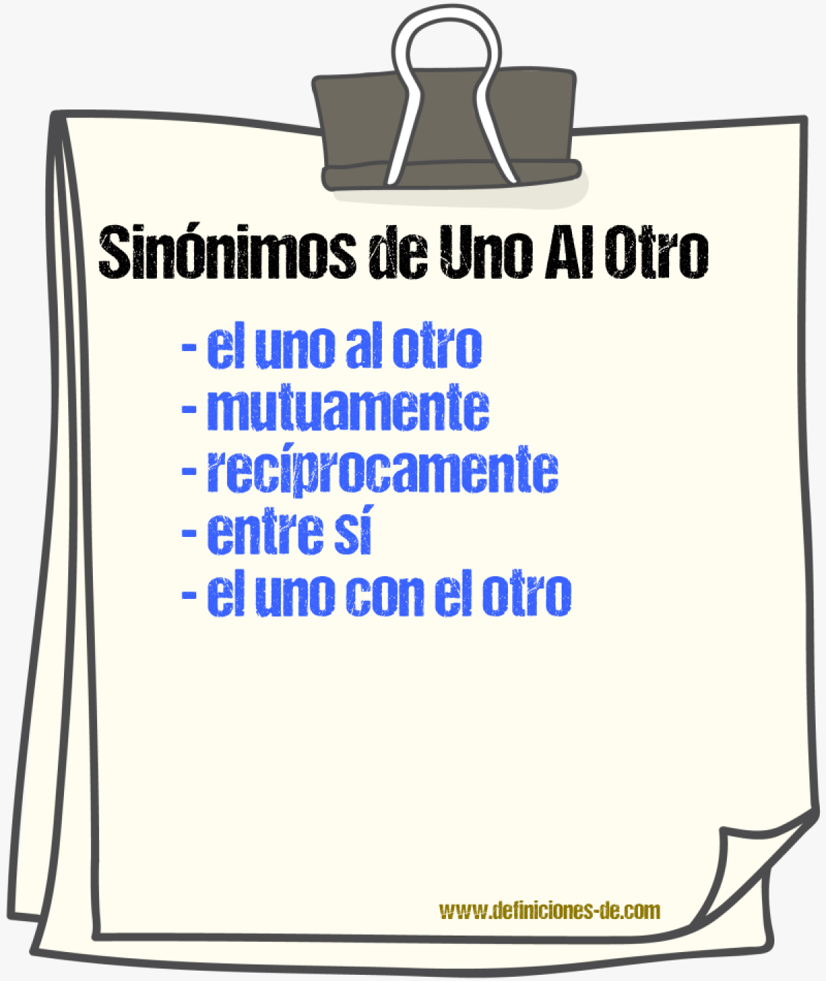 Sinónimos de uno al otro