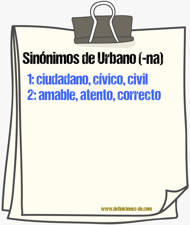 Sinnimos de urbano