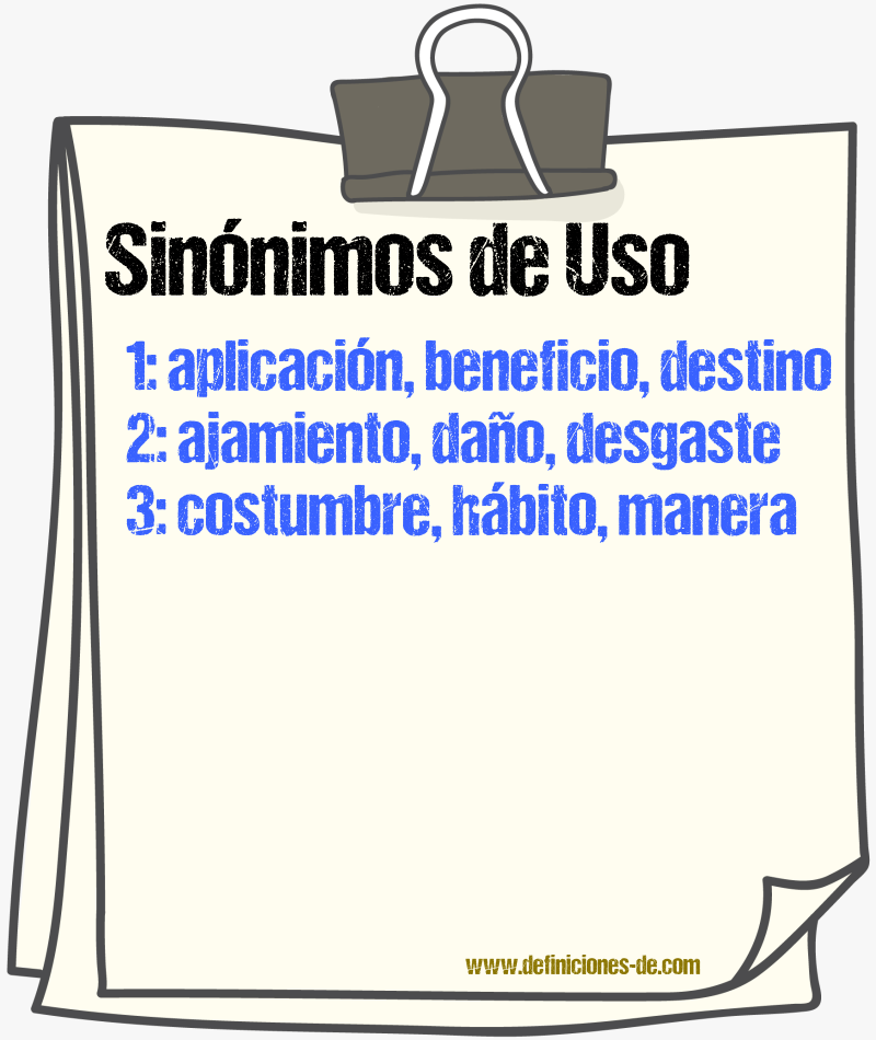 Sinnimos de uso