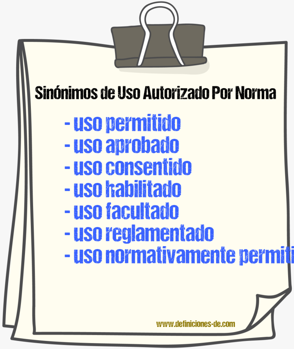 Sinónimos de uso autorizado por norma