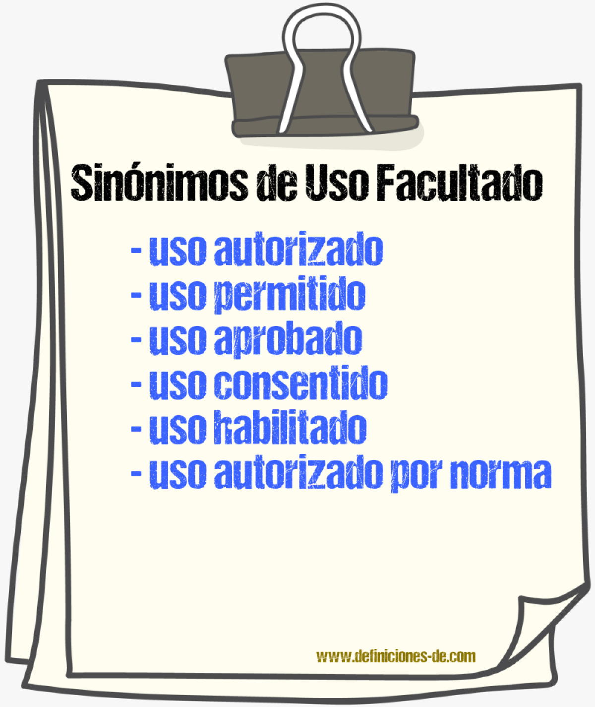 Sinónimos de uso facultado