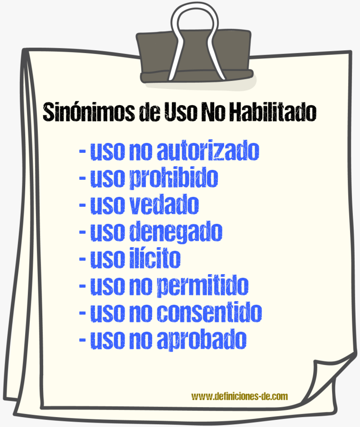 Sinónimos de uso no habilitado
