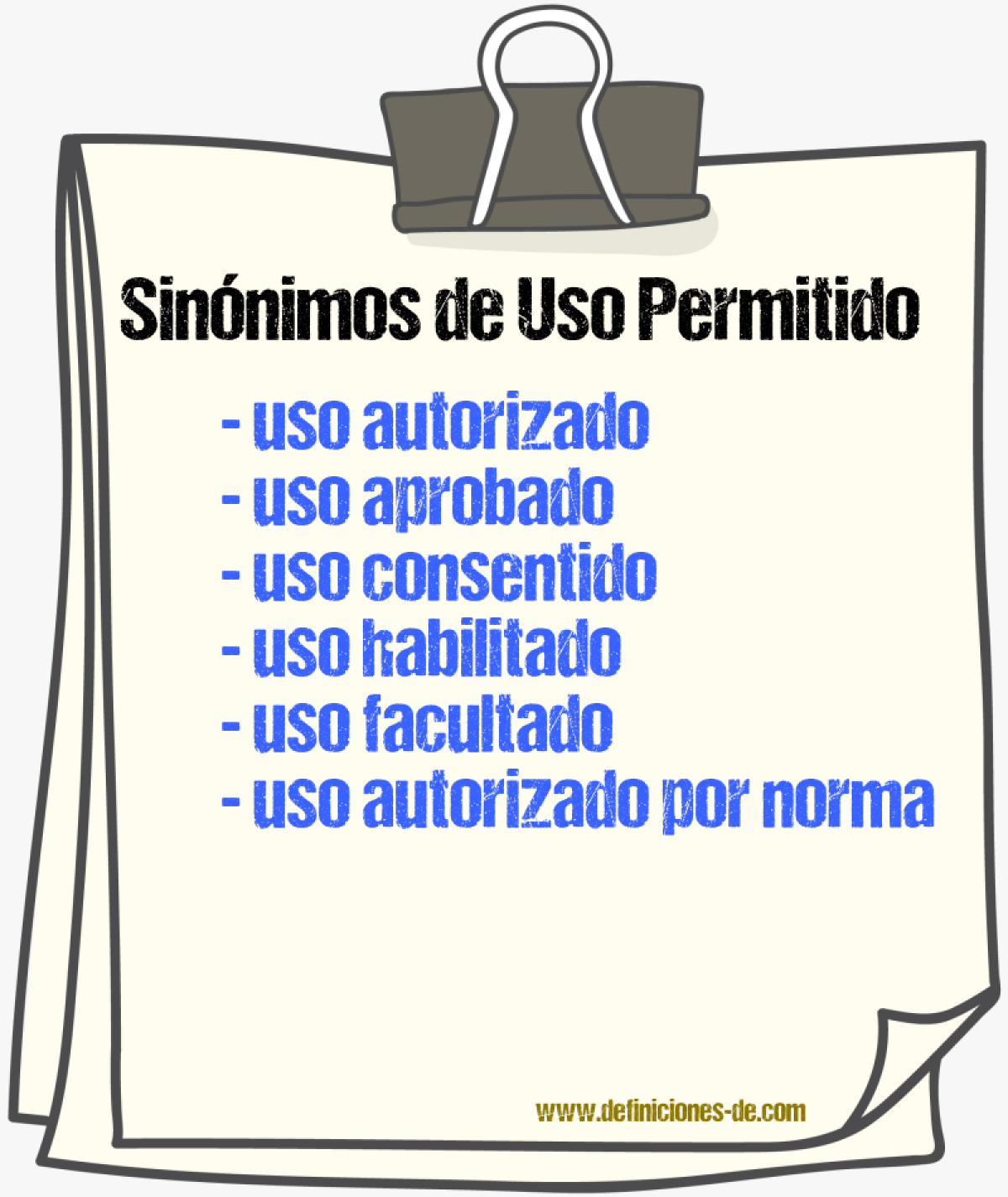 Sinónimos de uso permitido