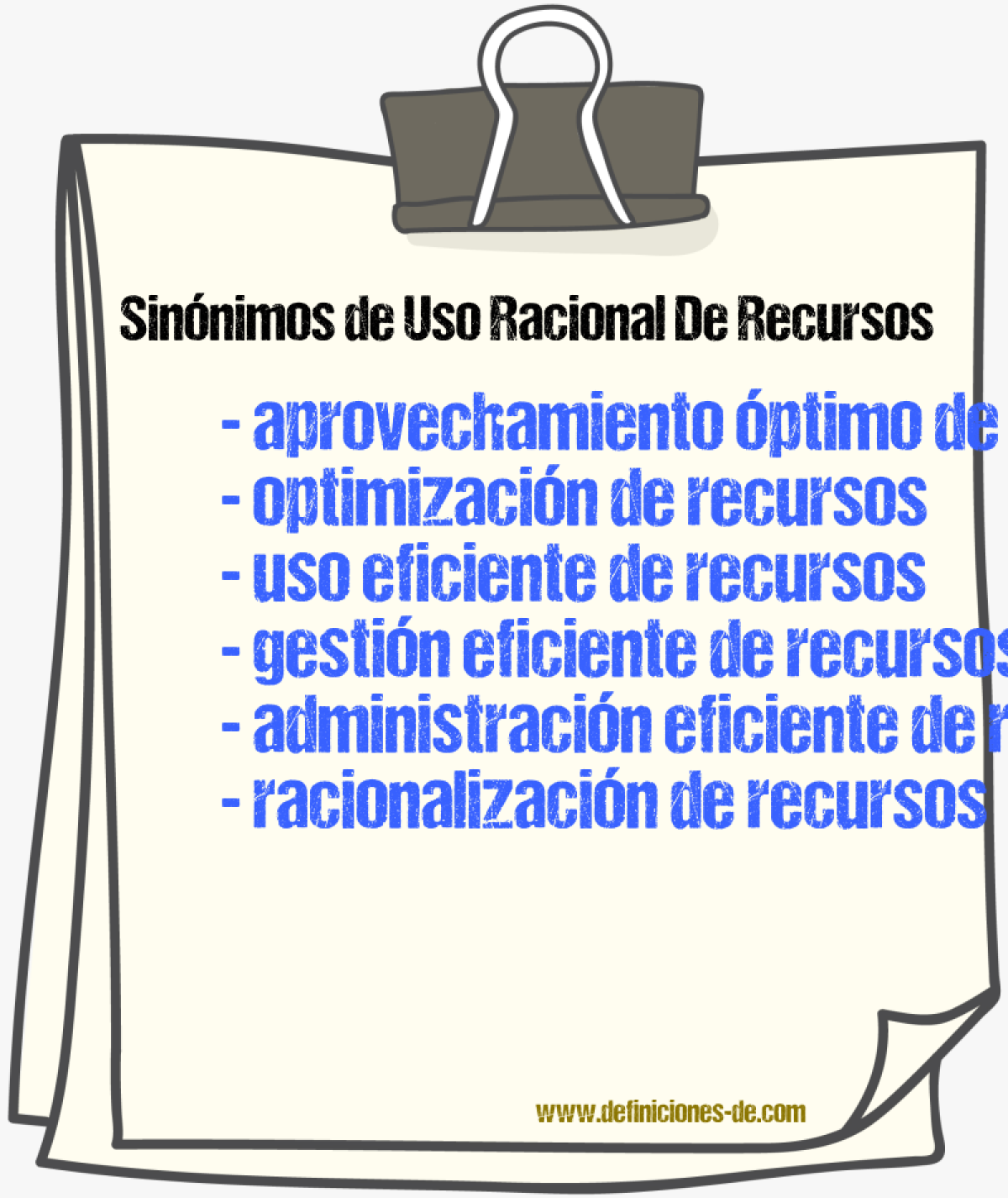 Sinónimos de uso racional de recursos