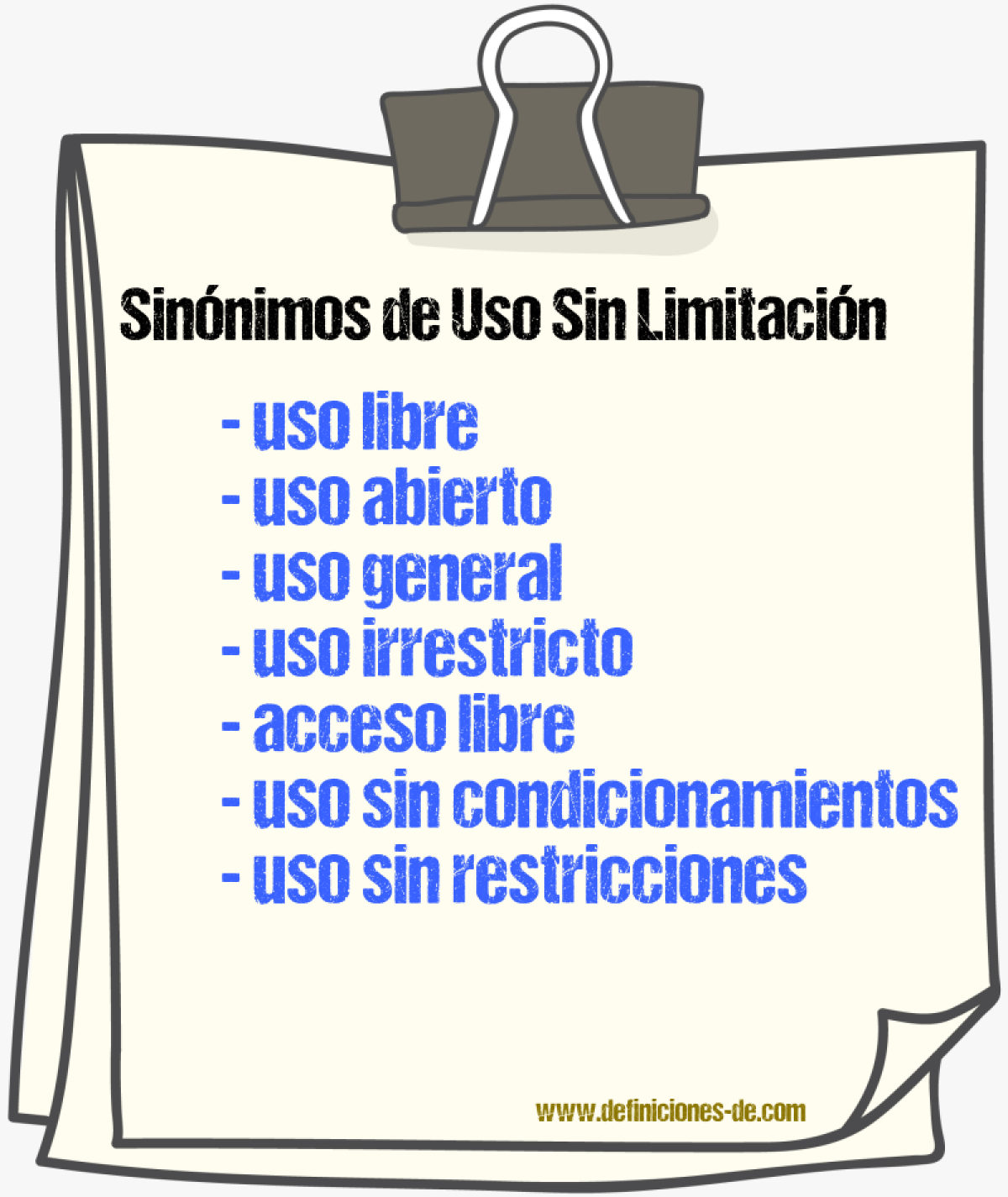 Sinónimos de uso sin limitación