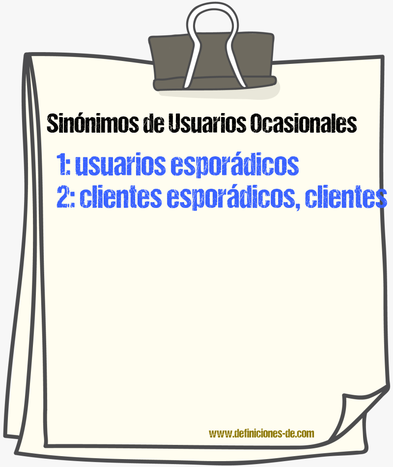 Sinónimos de usuarios ocasionales