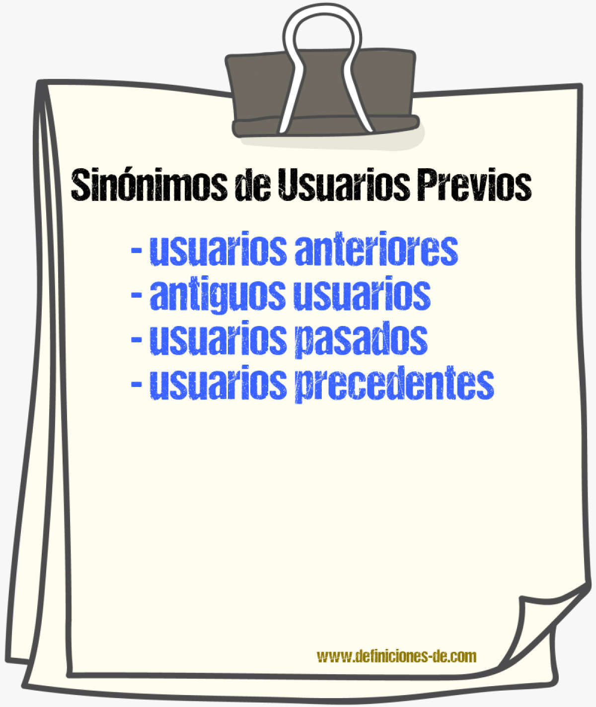Sinónimos de usuarios previos