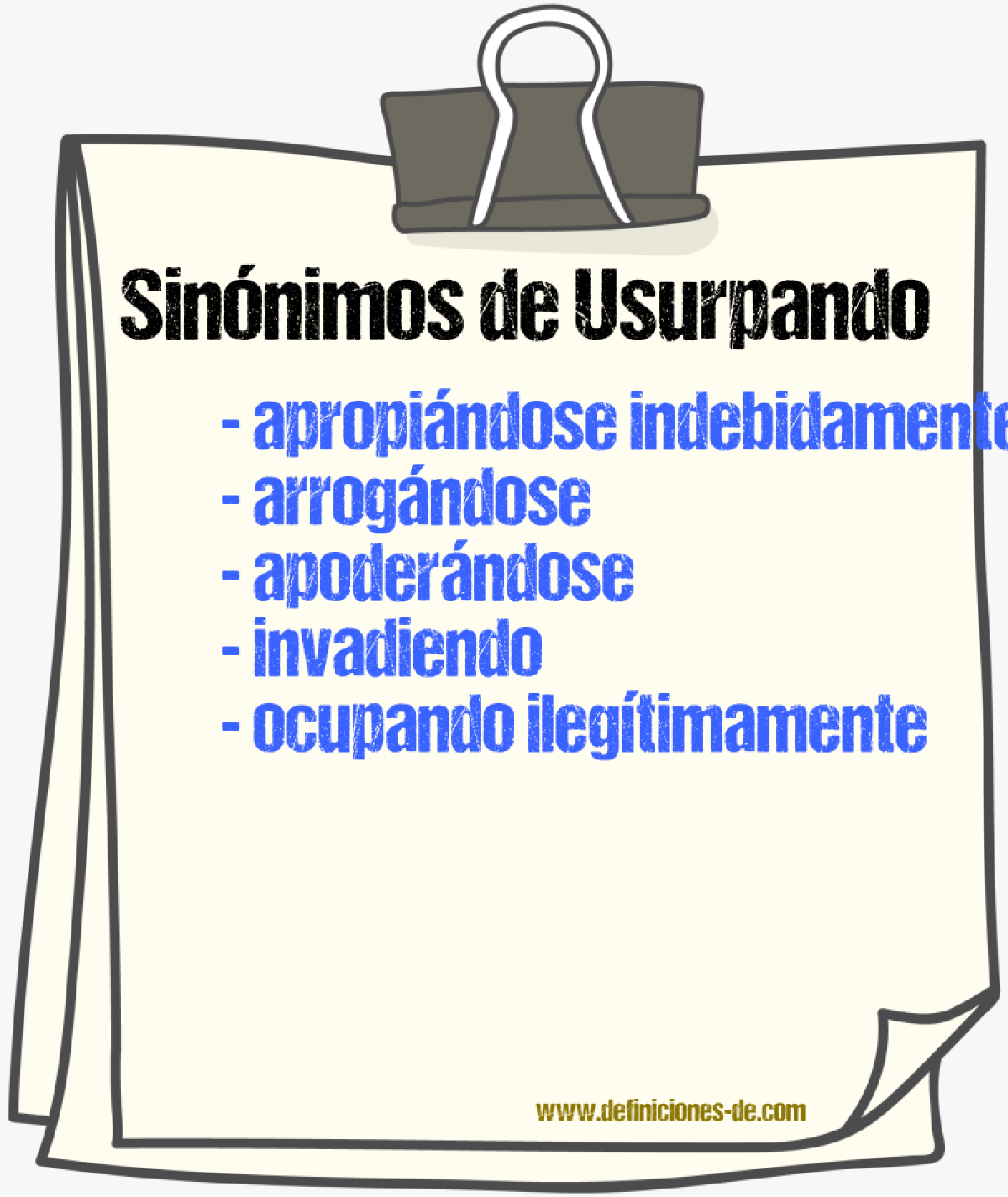 Sinónimos de usurpando
