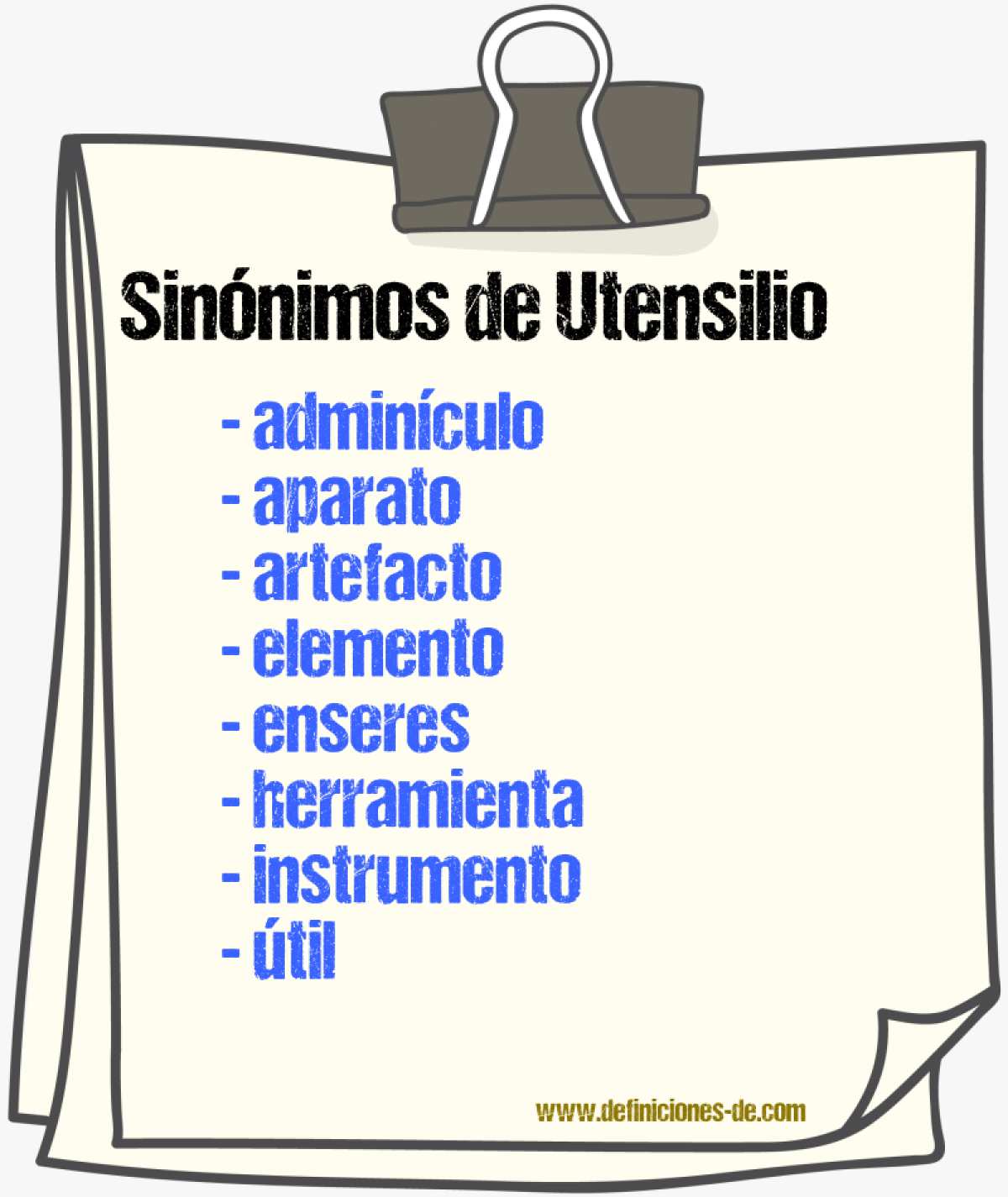 Sinnimos de utensilio