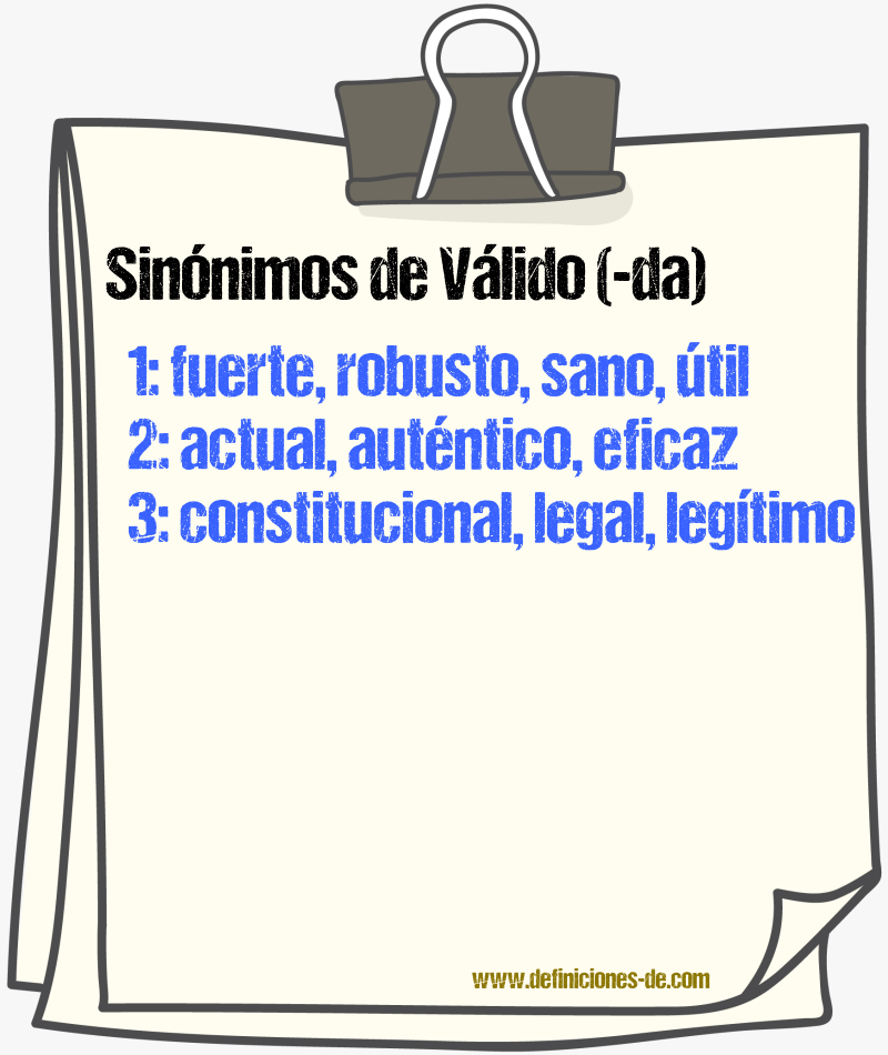 Sinnimos de vlido