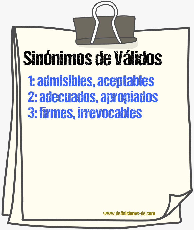 Sinónimos de válidos