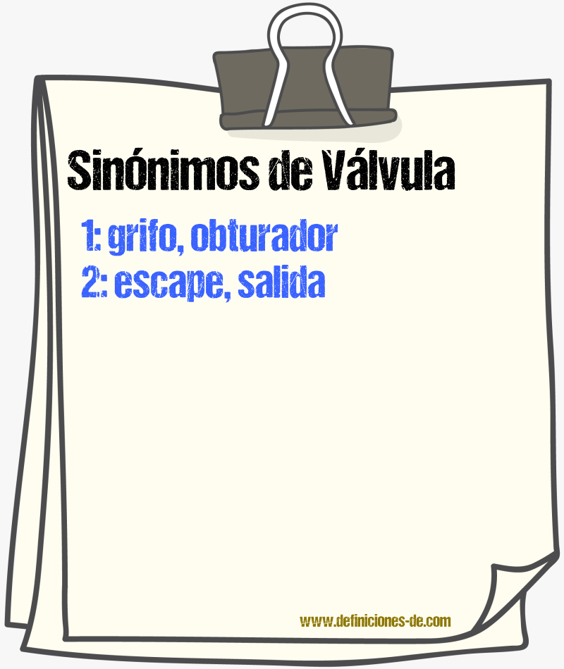 Sinnimos de vlvula