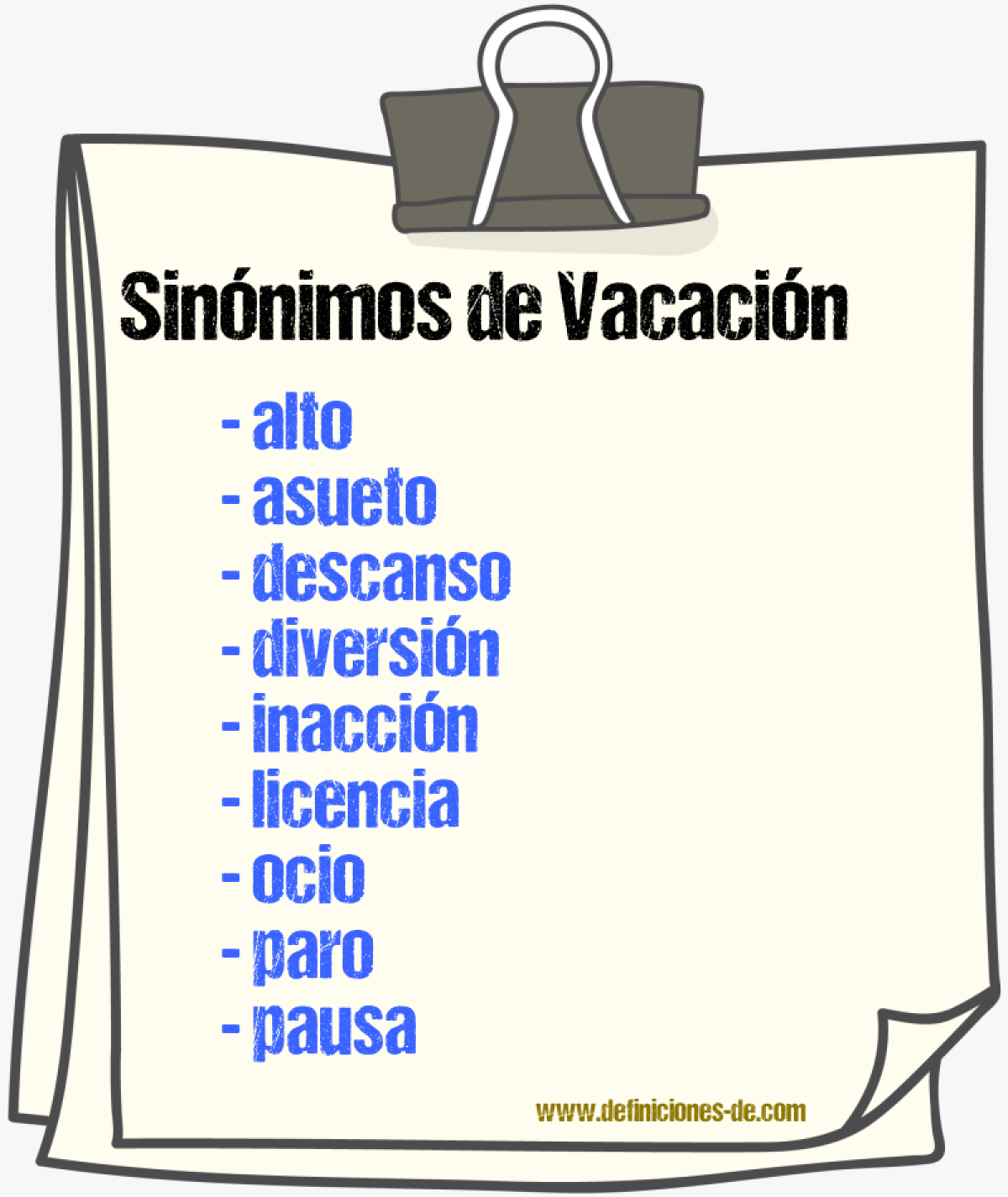 Sinónimos de vacación