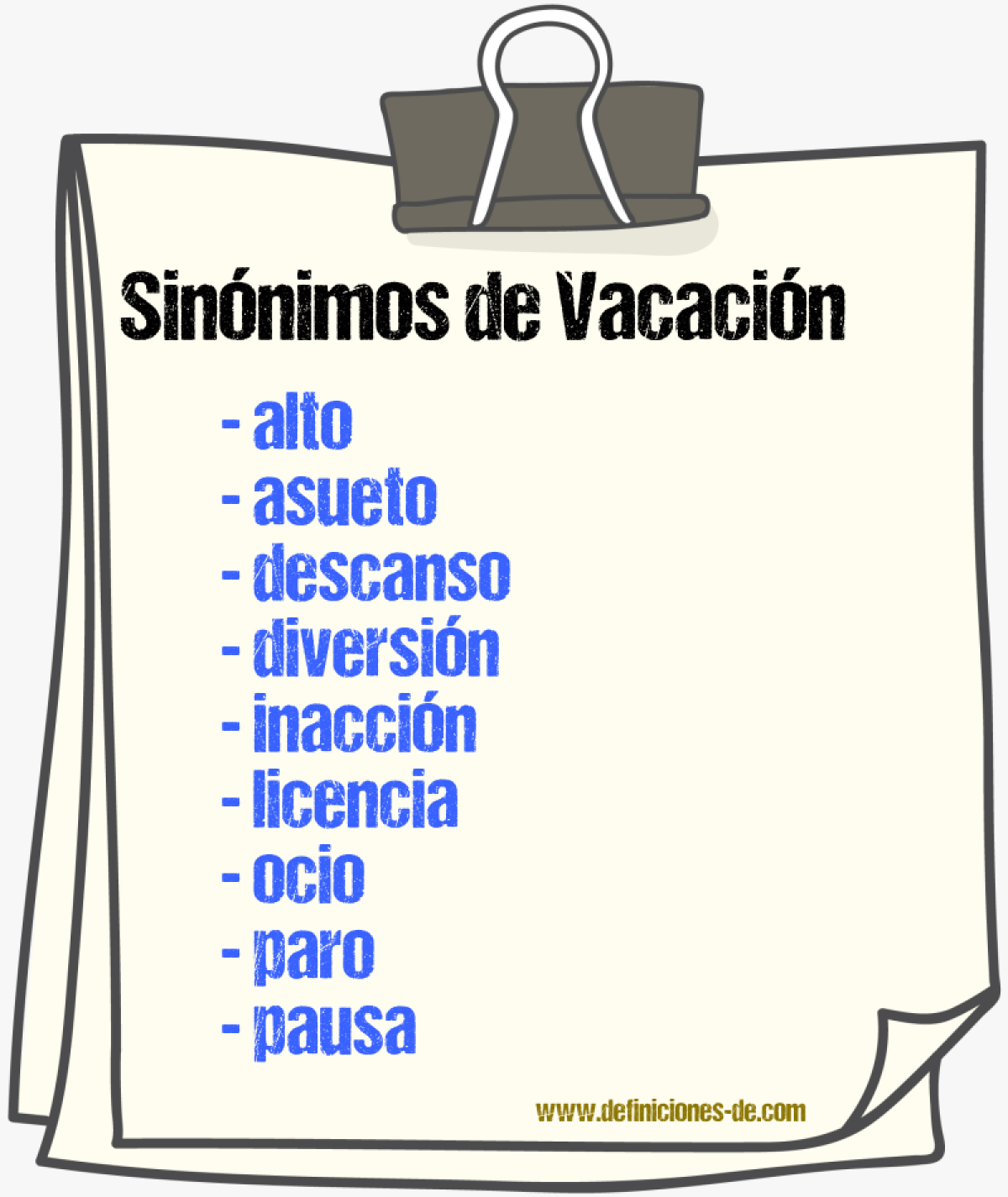 Sinnimos de vacacin