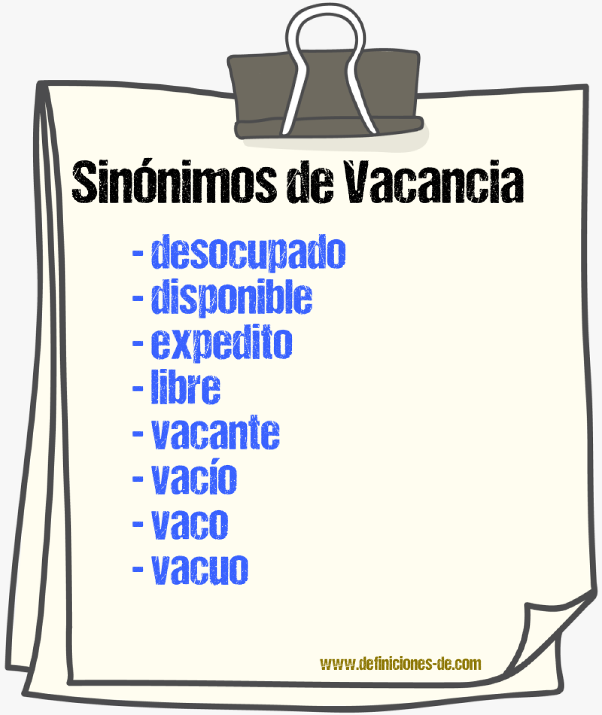 Sinnimos de vacancia