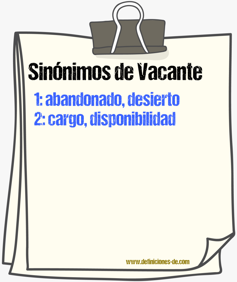 Sinnimos de vacante