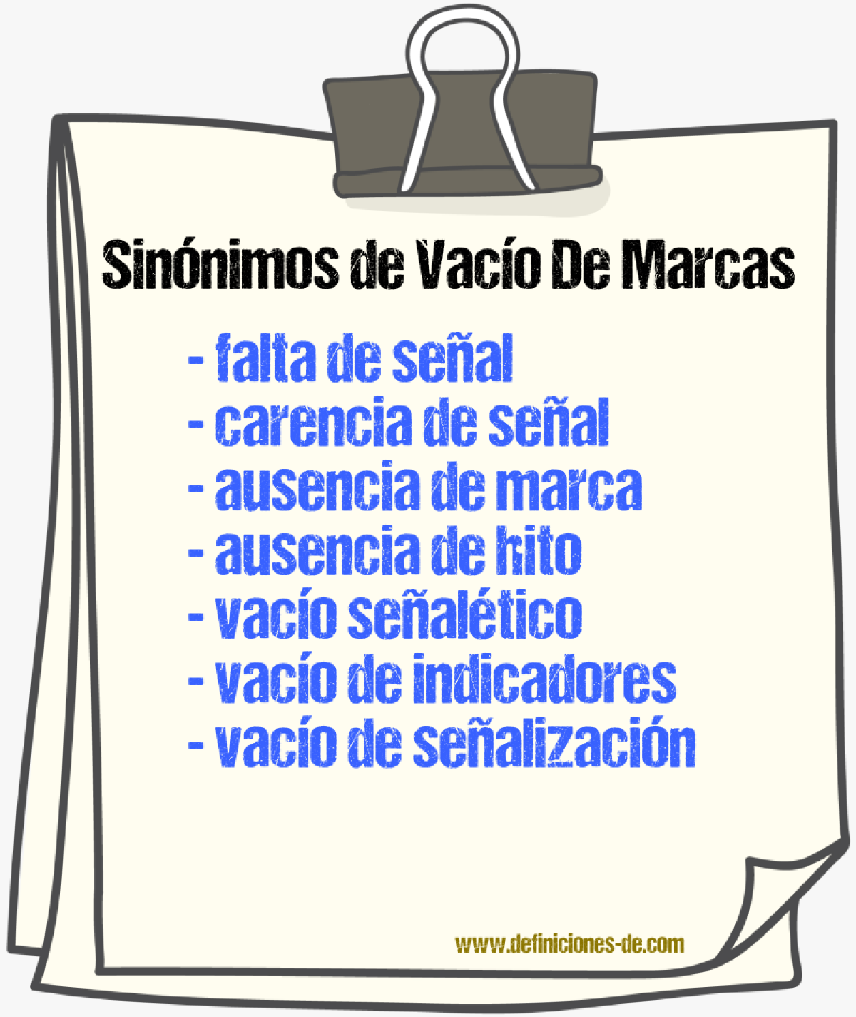 Sinónimos de vacío de marcas