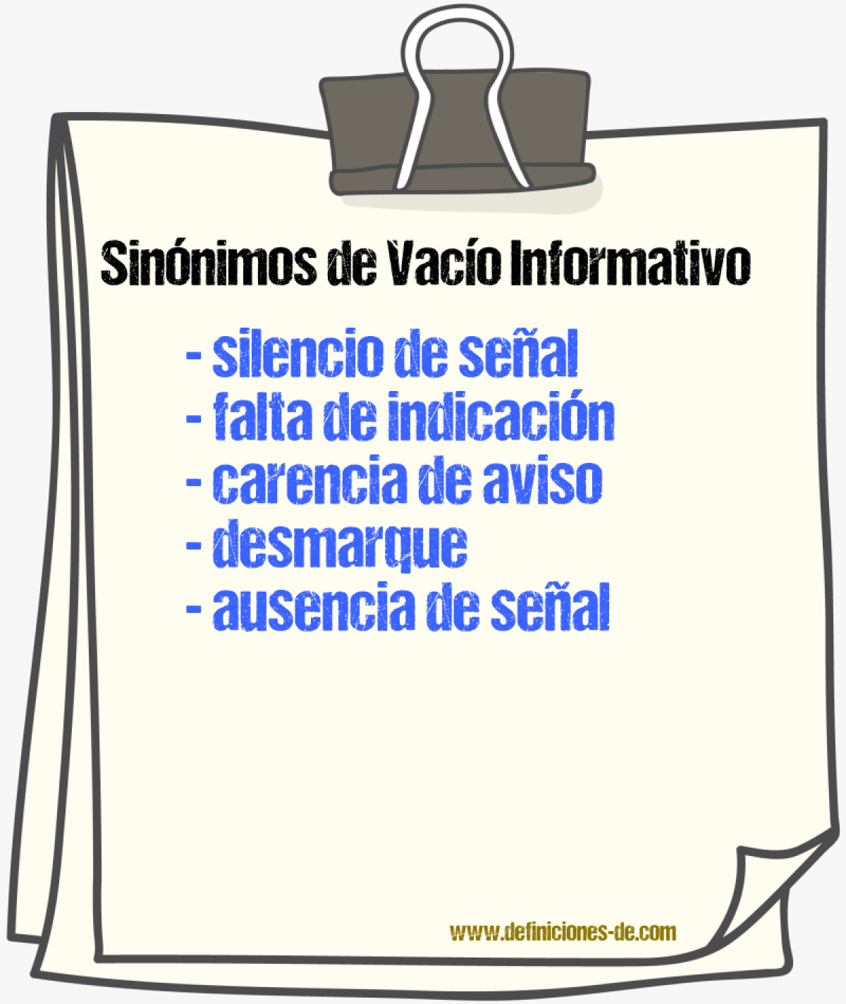 Sinónimos de vacío informativo