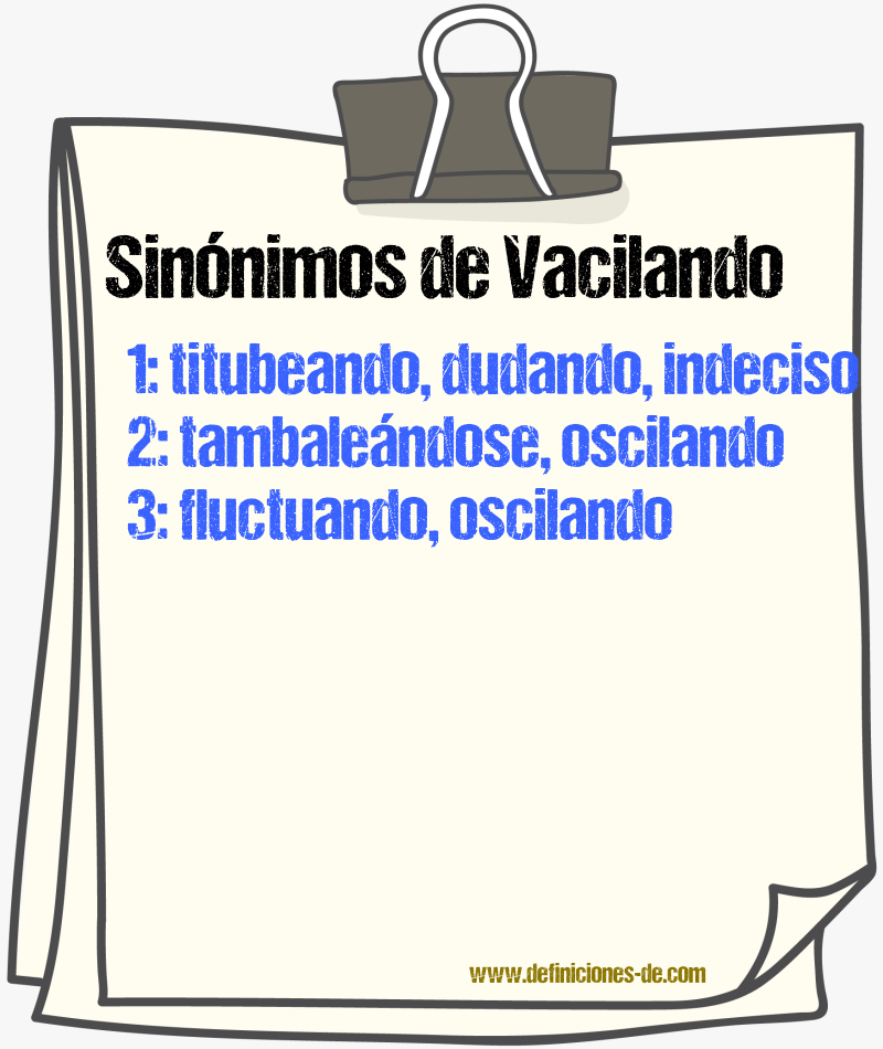 Sinónimos de vacilando
