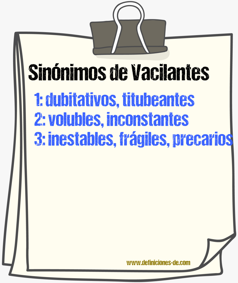 Sinónimos de vacilantes