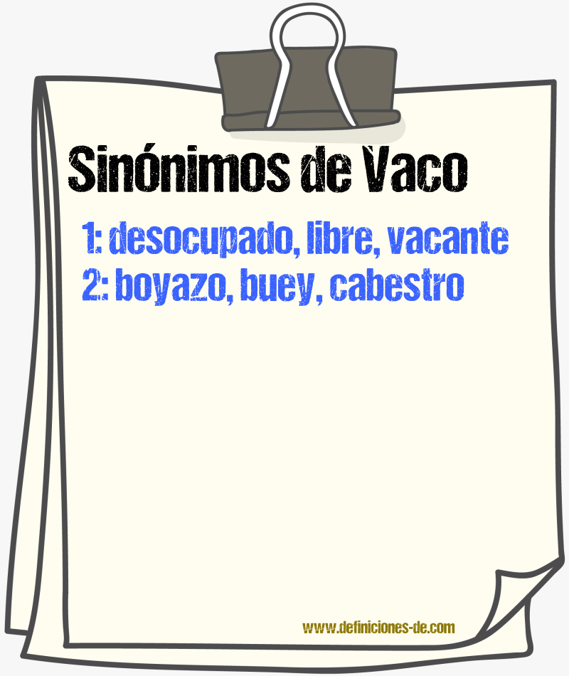 Sinnimos de vaco