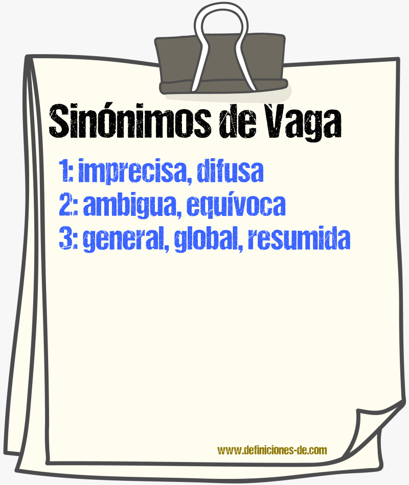Sinónimos de vaga