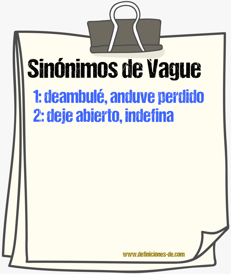 Sinónimos de vague