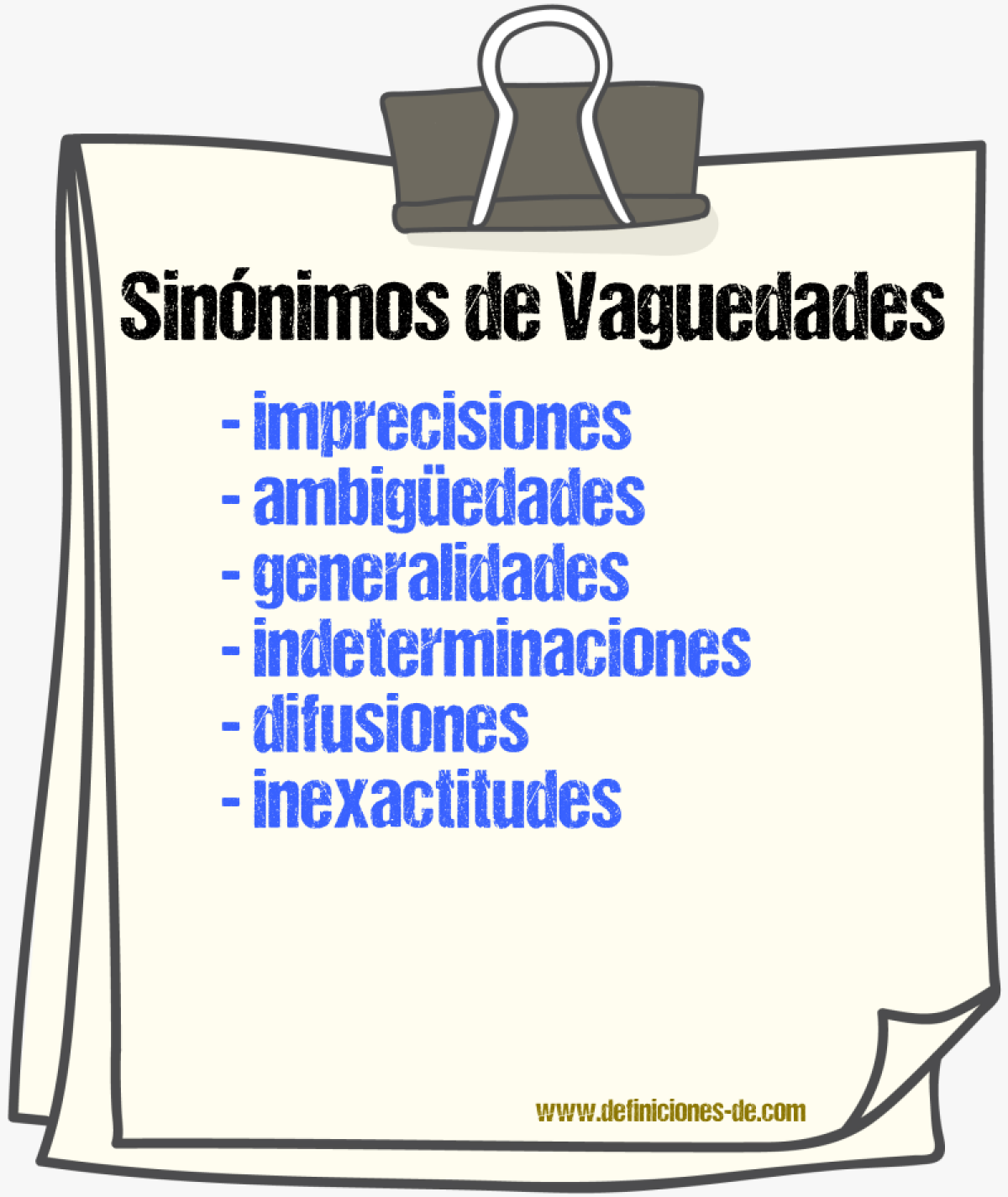 Sinónimos de vaguedades