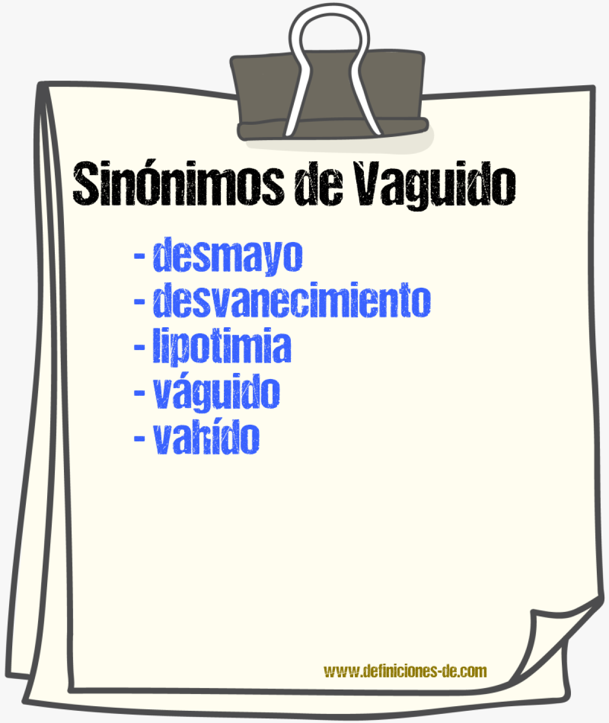 Sinnimos de vaguido