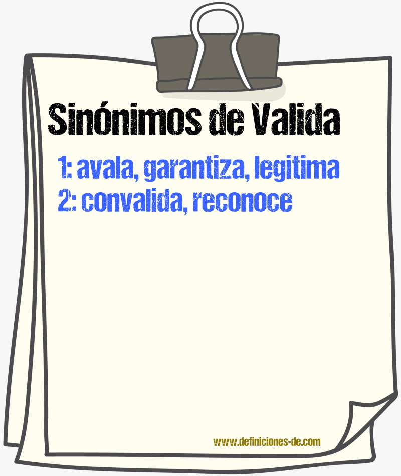 Sinónimos de valida