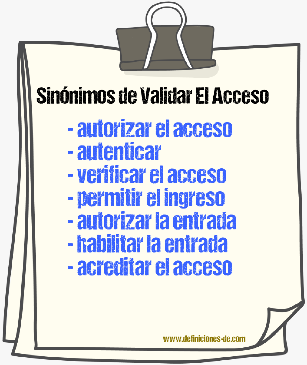 Sinónimos de validar el acceso
