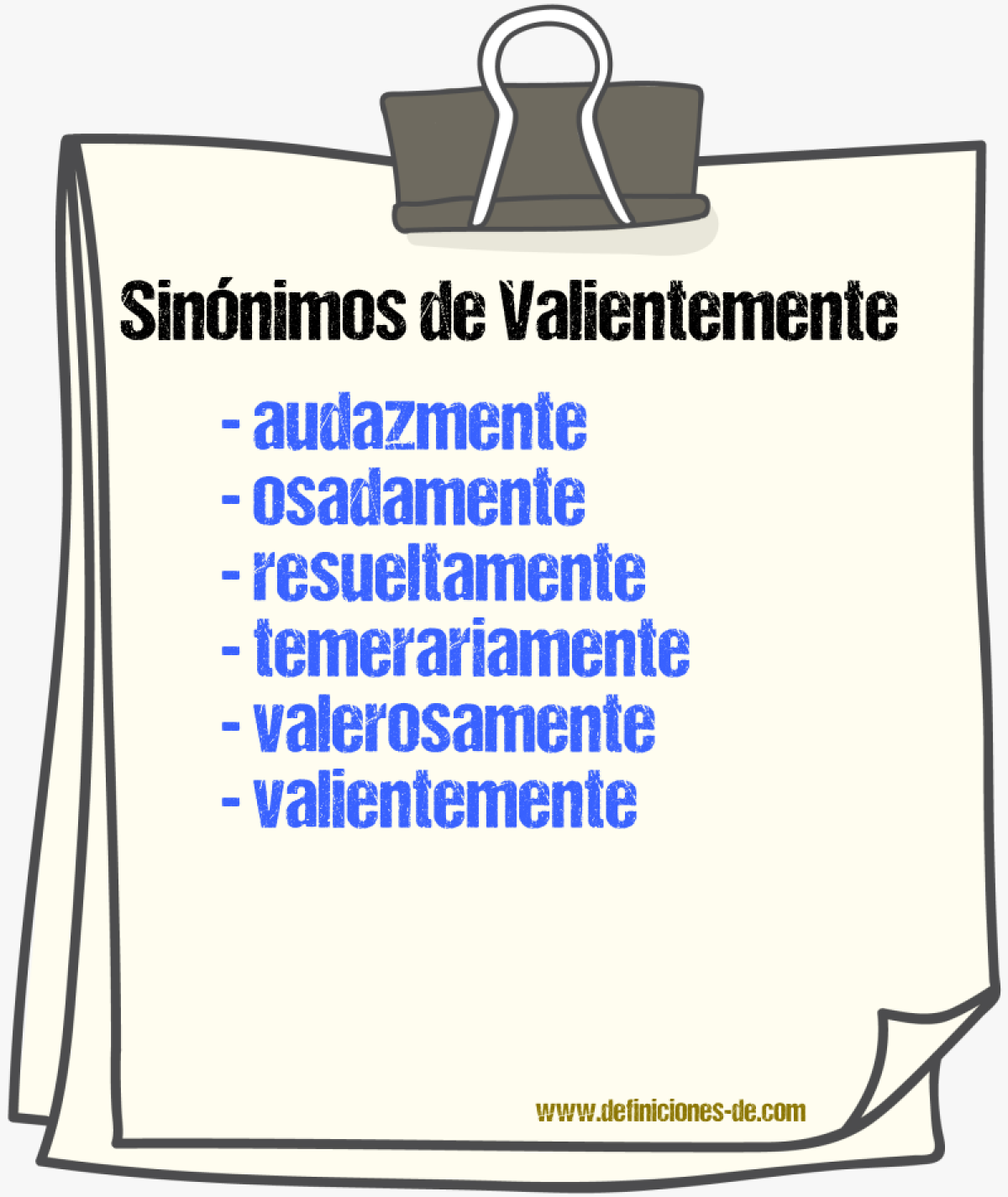 Sinnimos de valientemente