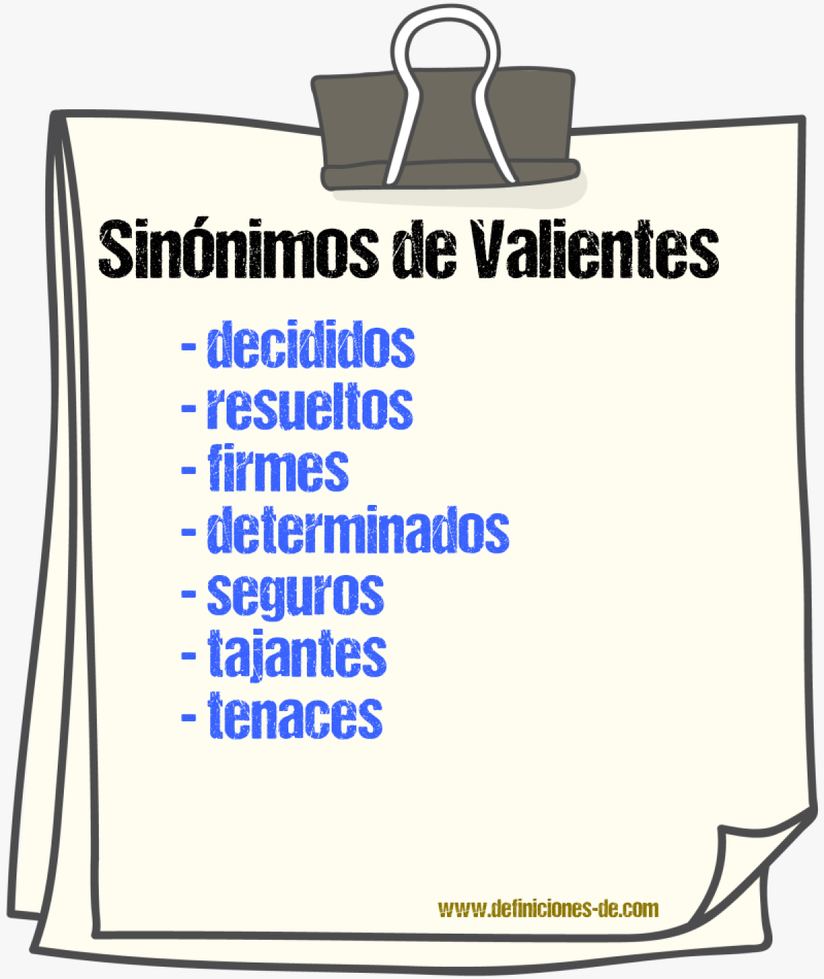 Sinónimos de valientes
