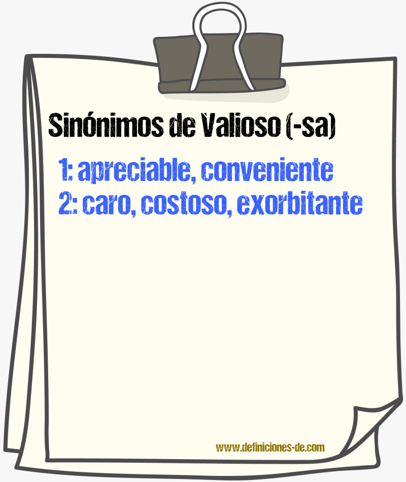 Sinnimos de valioso