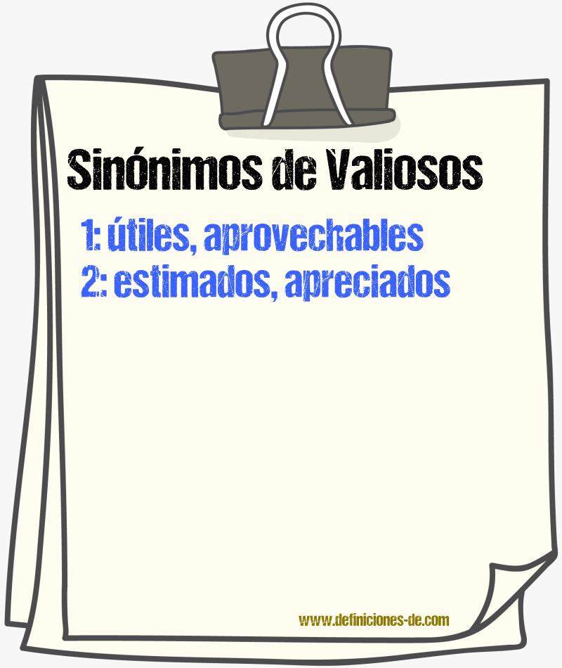 Sinónimos de valiosos