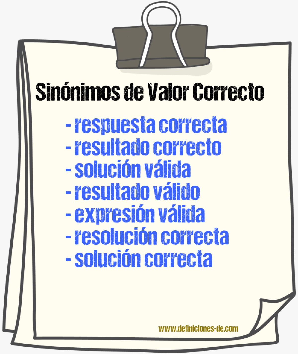 Sinónimos de valor correcto