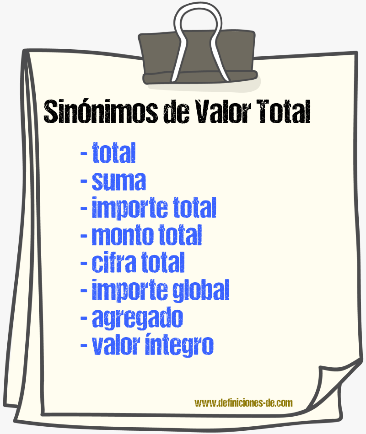 Sinónimos de valor total